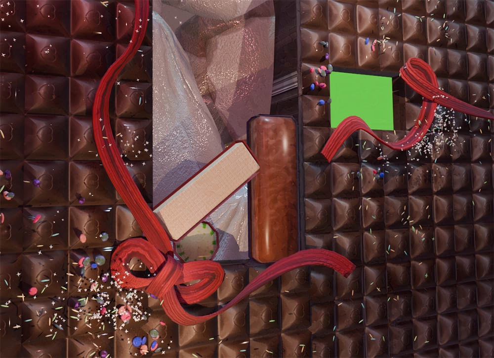 Chocolate tetris closeup.